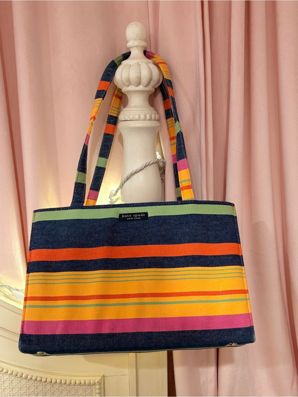 kate spade Navy Multicolor Striped Canvas Tote - Picture 2 of 5